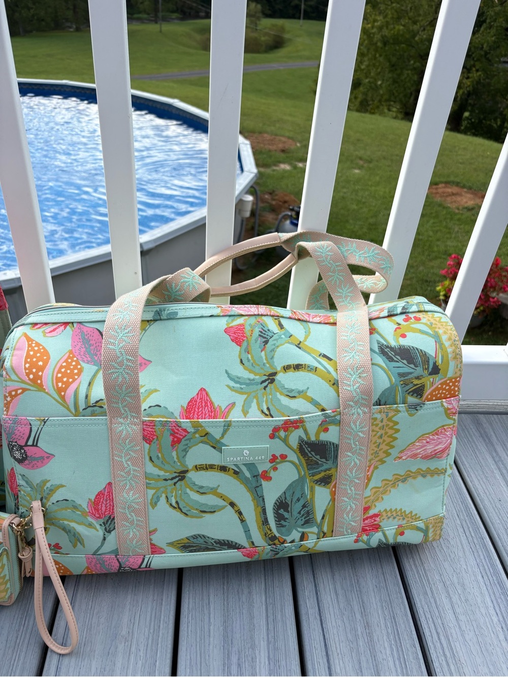 Spartina 449 Mint Floral Travel Set with Pink Accents - Picture 2 of 5